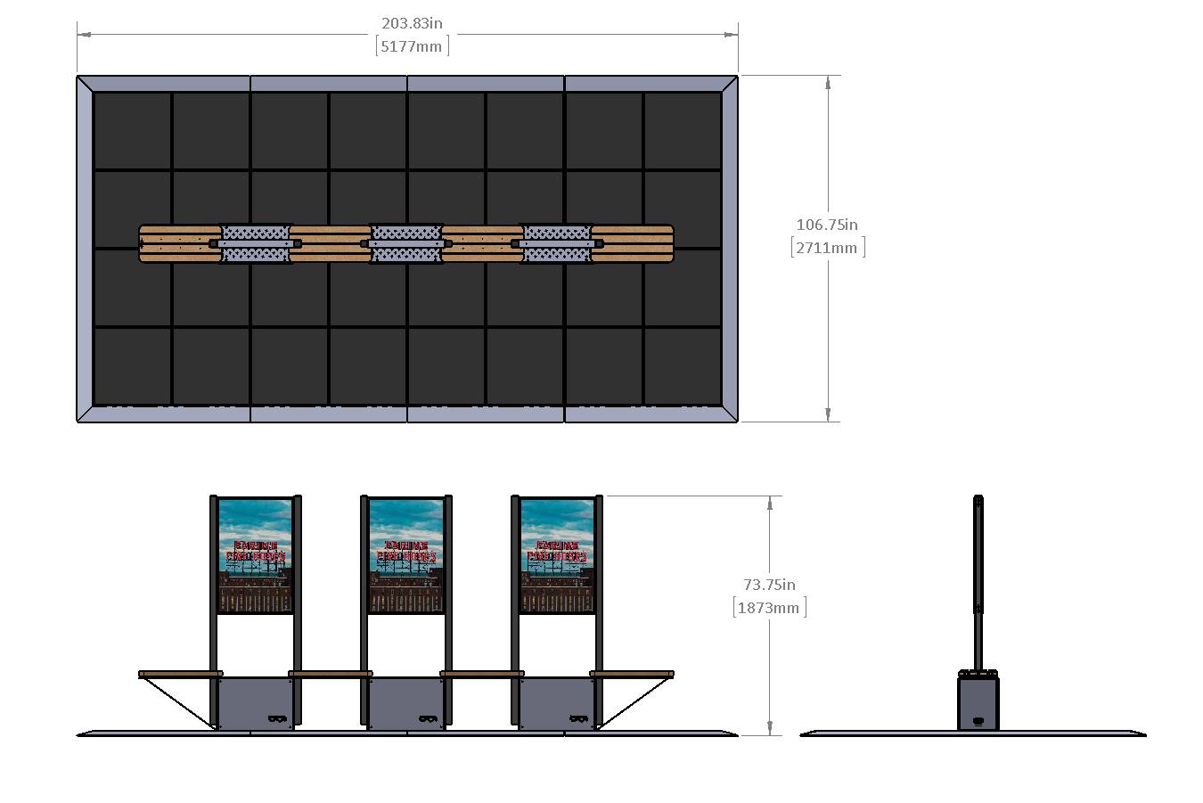Ensemble de 3 mobiliers MONOK4 sur TUILES d'ancrage LESTAK