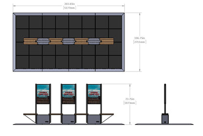 Ensemble de 3 mobiliers MONOK4 sur TUILES d'ancrage LESTAK